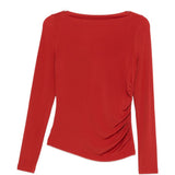 T-shirt a maniche lunghe arricciate in rosso Maxmara - donna 