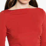 T-shirt a maniche lunghe arricciate in rosso Maxmara - donna 