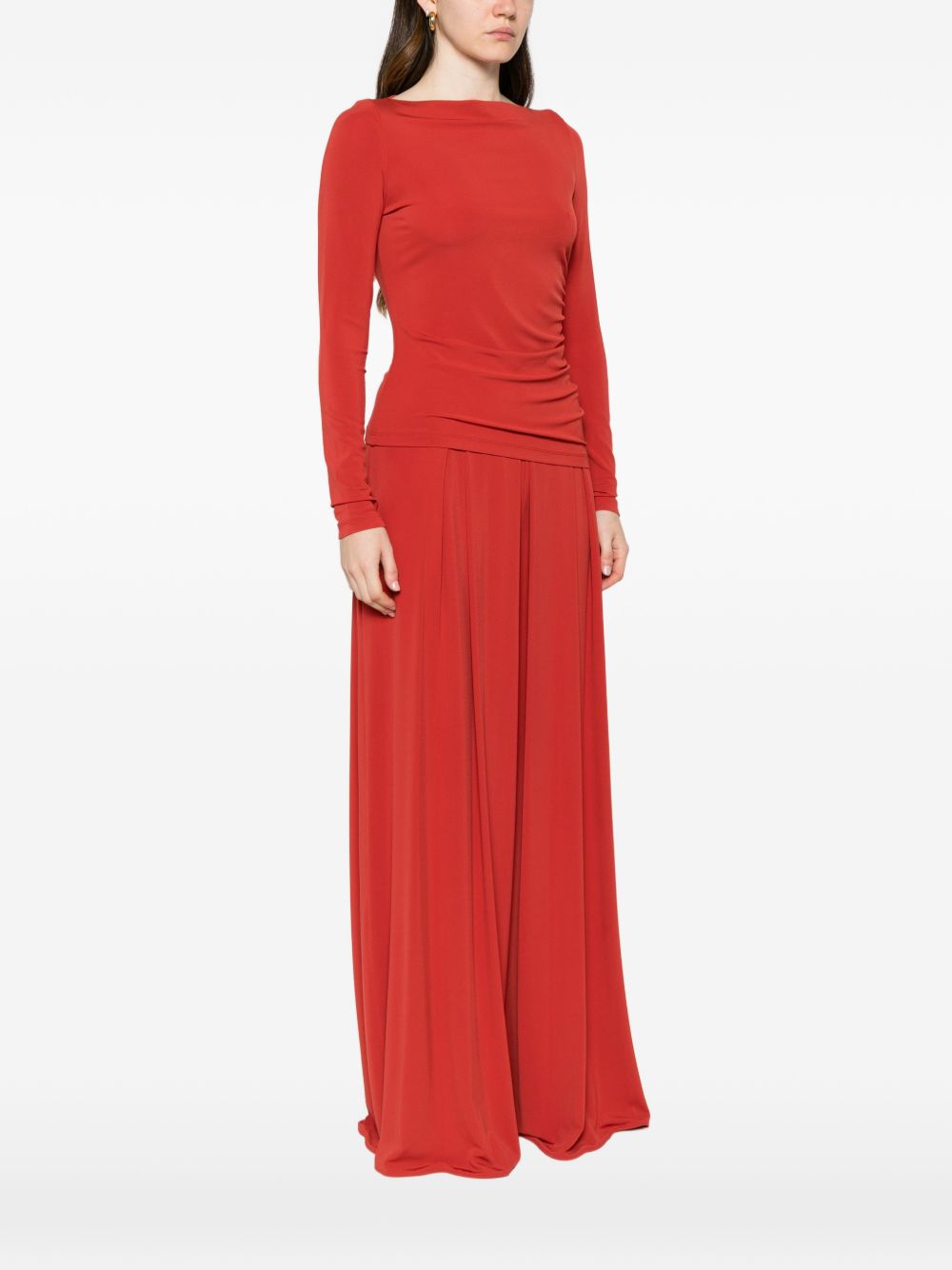 T-shirt a maniche lunghe arricciate in rosso Maxmara - donna 