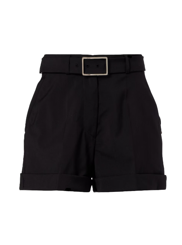 Shorts Ghiera in lana vergine con cintura in nero Maxmara sportmax - donna 