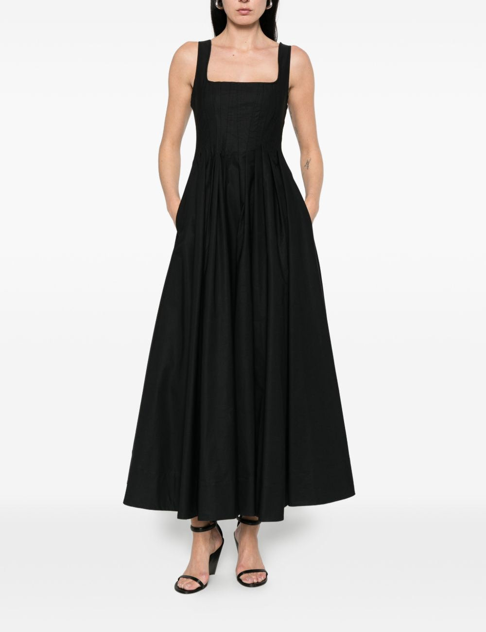 Abito lungo con pieghe in nero Sportmax - donna 