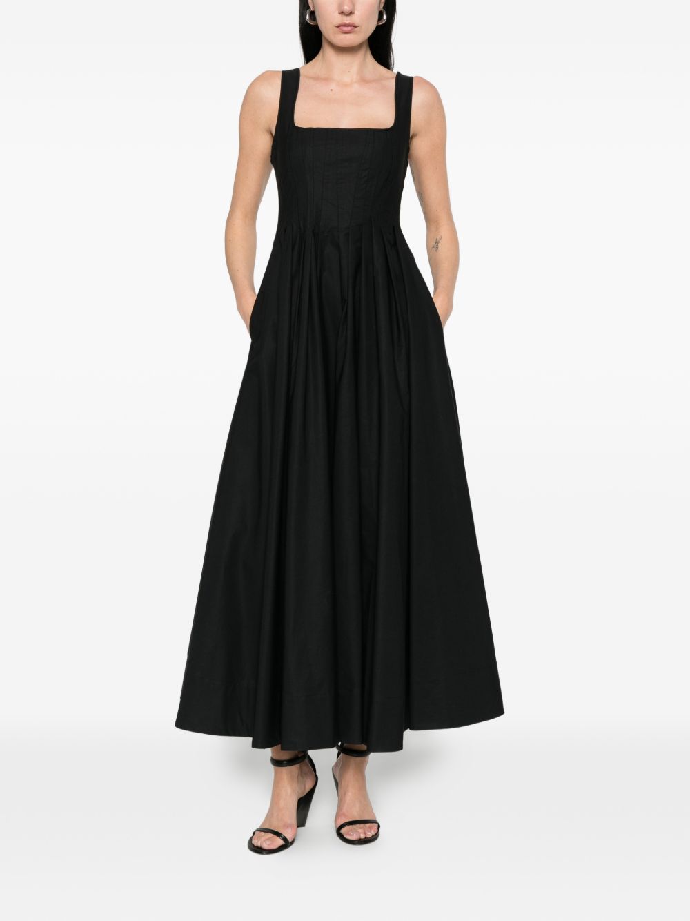Abito lungo con pieghe in nero Sportmax - donna 