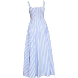 Abito lungo con pieghe a righe in azzurro Sportmax - donna 