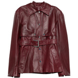 Giacca in pelle con cintura tenzone in bordeaux Maxmara sportmax - donna 