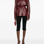 Giacca in pelle con cintura tenzone in bordeaux Maxmara sportmax - donna 