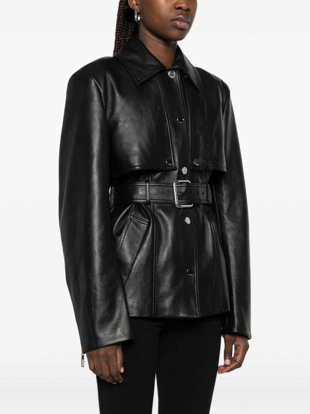 Giacca con cintura TENZONE  in pelle nero Sportmax - donna 
