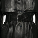Giacca con cintura TENZONE  in pelle nero Sportmax - donna 