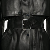 Giacca con cintura TENZONE  in pelle nero Sportmax - donna 
