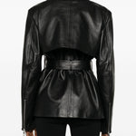 Giacca con cintura TENZONE  in pelle nero Sportmax - donna 