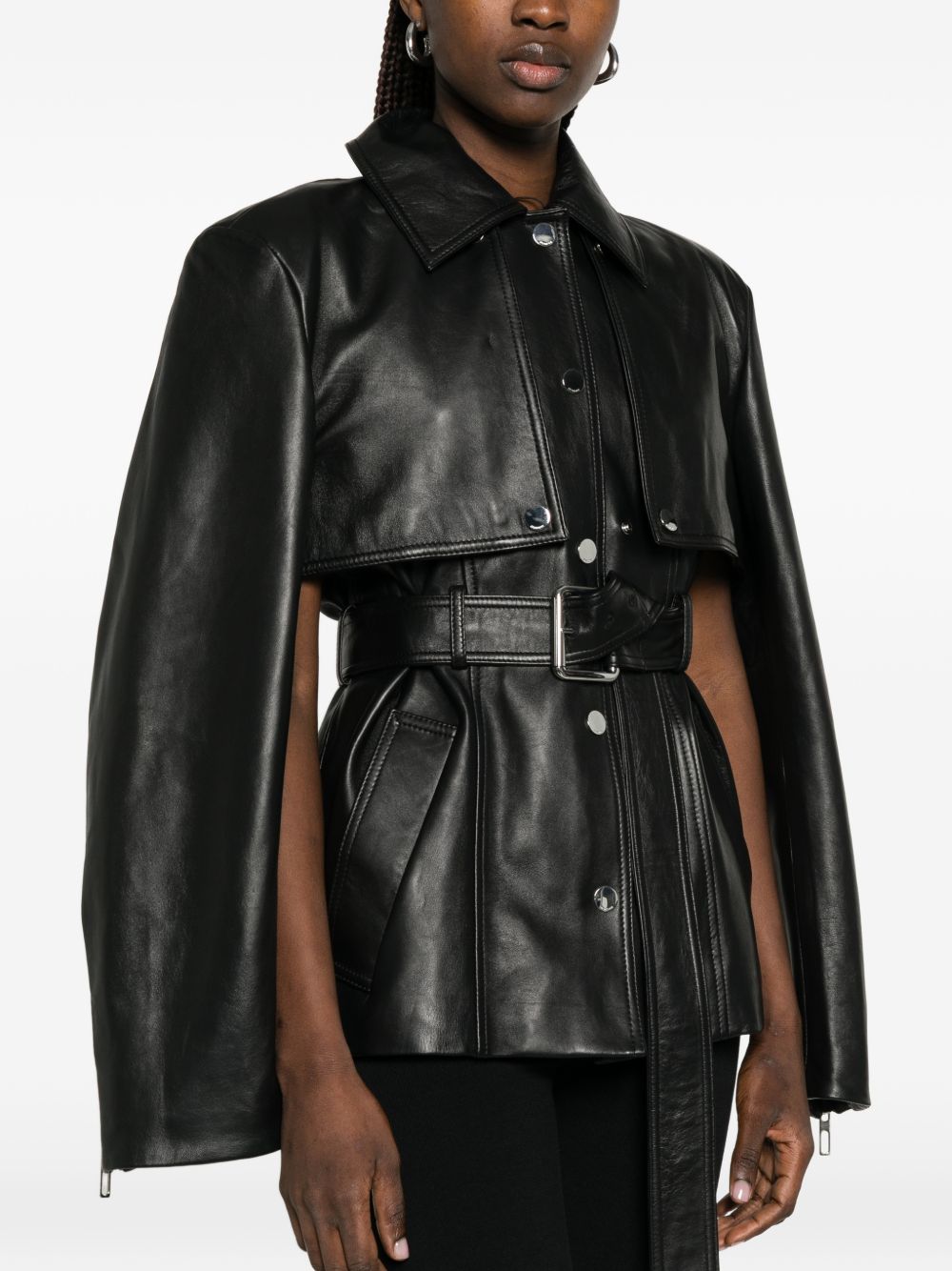 Giacca con cintura TENZONE  in pelle nero Sportmax - donna 