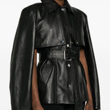 Giacca con cintura TENZONE  in pelle nero Sportmax - donna 