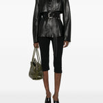 Giacca con cintura TENZONE  in pelle nero Sportmax - donna 
