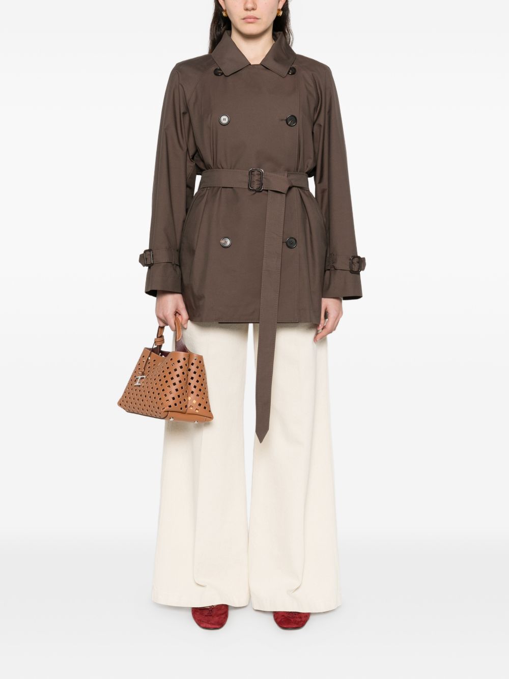 Trench corto doppiopetto in marrone Max Mara the cube - donna 
