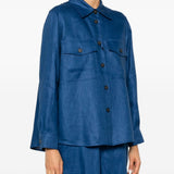 Giacca-camicia con tasche pomposa in blu Maxmara weekend - donna 
