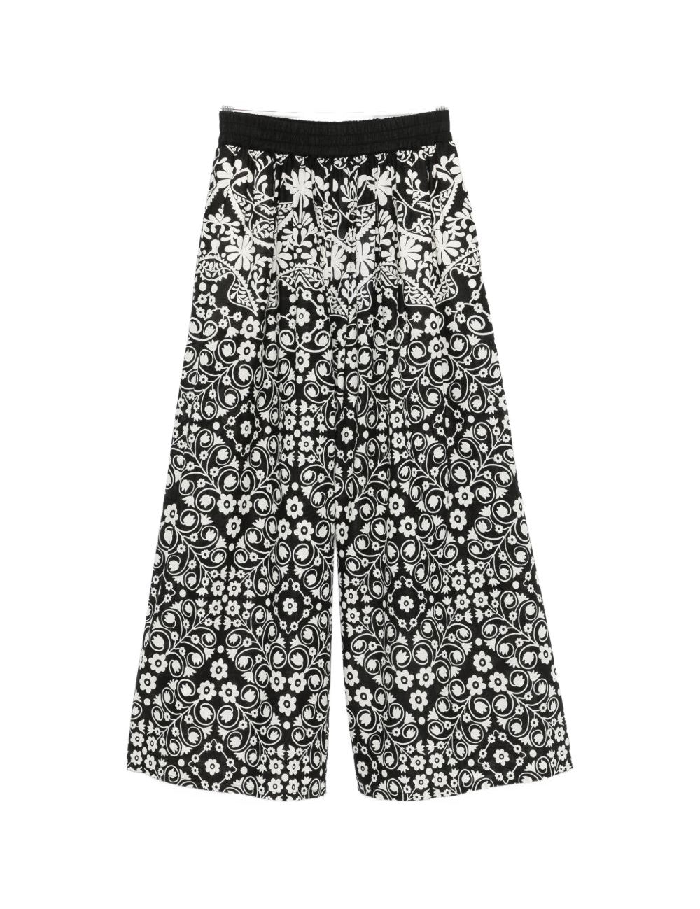 Pantaloni a gamba larga con stampa floreale in nero Maxmara weekend - donna 