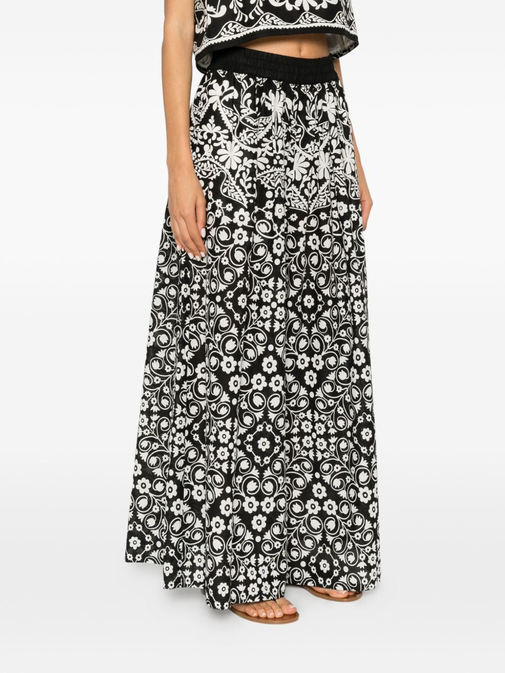 Pantaloni a gamba larga con stampa floreale in nero Maxmara weekend - donna 