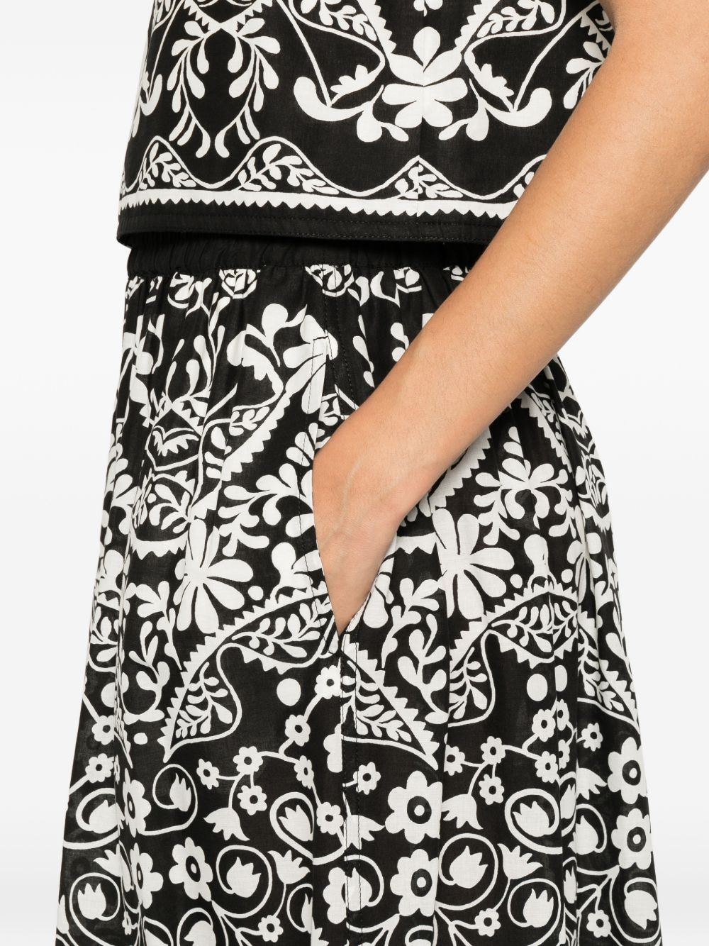 Pantaloni a gamba larga con stampa floreale in nero Maxmara weekend - donna 