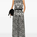 Pantaloni a gamba larga con stampa floreale in nero Maxmara weekend - donna 