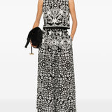 Pantaloni a gamba larga con stampa floreale in nero Maxmara weekend - donna 