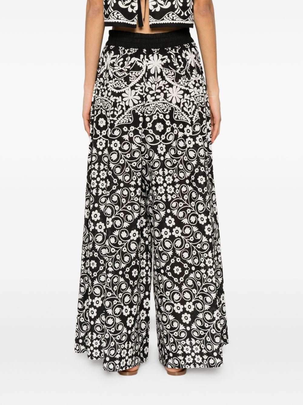 Pantaloni a gamba larga con stampa floreale in nero Maxmara weekend - donna 