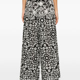 Pantaloni a gamba larga con stampa floreale in nero Maxmara weekend - donna 