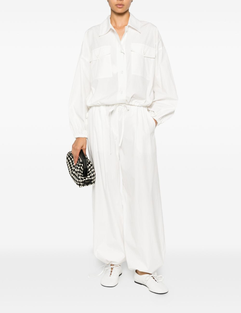 Pantaloni a gamba larga con coulisse in bianco Maxmara weekend - donna 