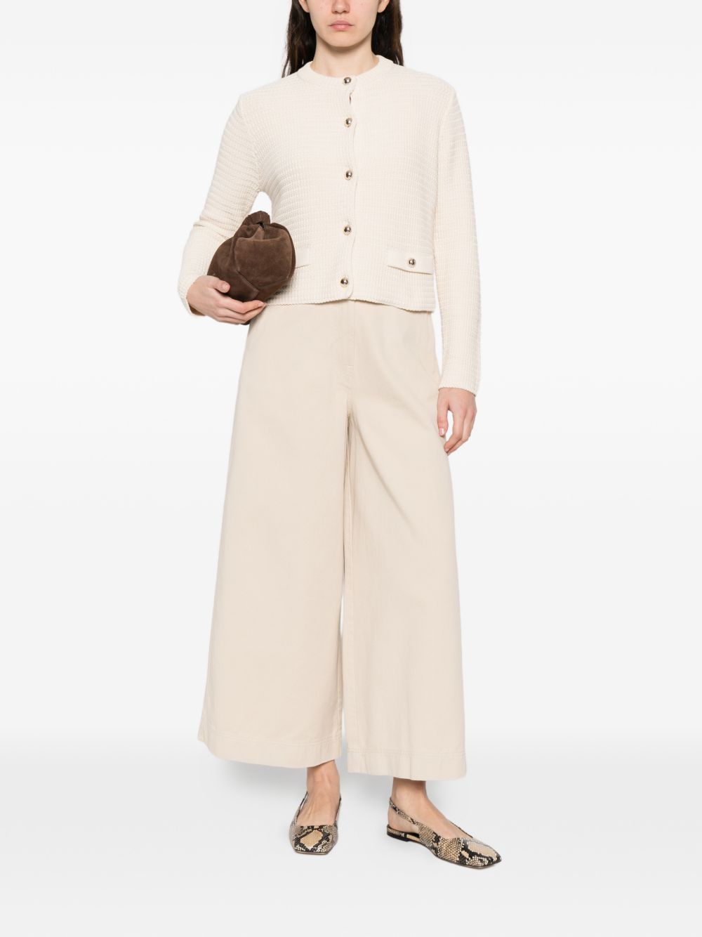 Pantaloni a gamba larga con bottoni in beige Maxmara weekend - donna 