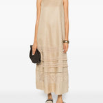 Abito midi con pizzo dolmen in beige Maxmara weekend - donna 