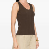 Top a coste con scollo rotondo in marrone Maxmara weekend - donna 