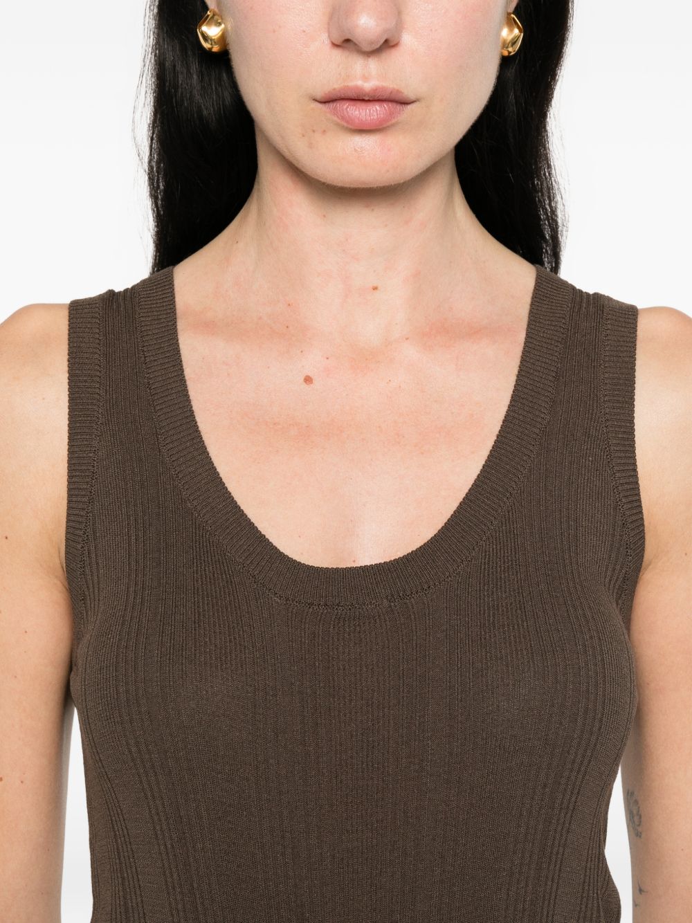 Top a coste con scollo rotondo in marrone Maxmara weekend - donna 