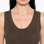 Top a coste con scollo rotondo in marrone Maxmara weekend - donna 