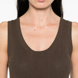 Top a coste con scollo rotondo in marrone Maxmara weekend - donna 