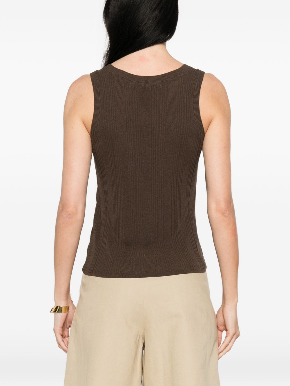 Top a coste con scollo rotondo in marrone Maxmara weekend - donna 
