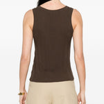 Top a coste con scollo rotondo in marrone Maxmara weekend - donna 
