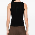 Top a coste con scollo rotondo in nero Maxmara weekend - donna 