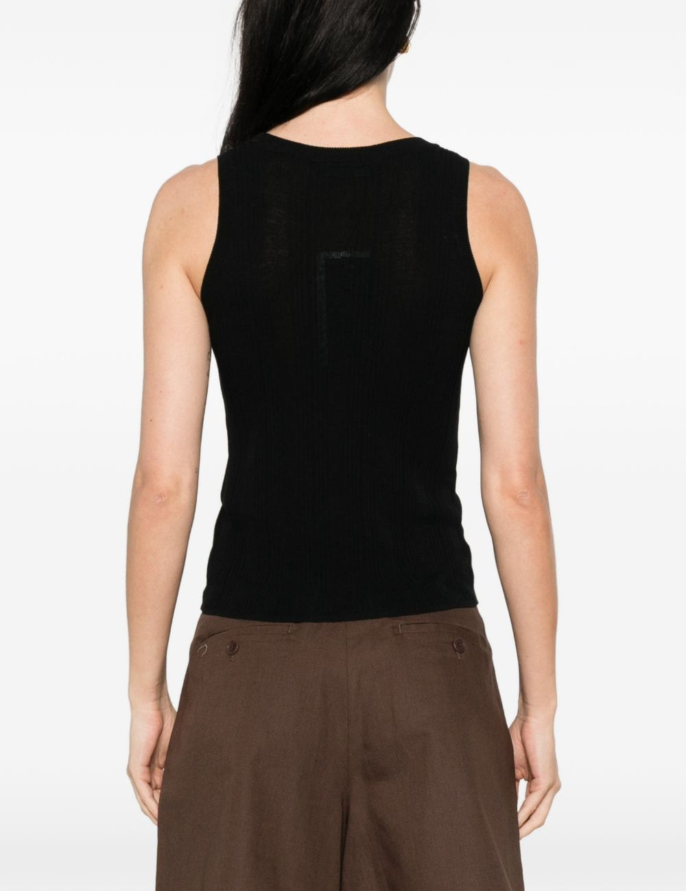 Top a coste con scollo rotondo in nero Maxmara weekend - donna 