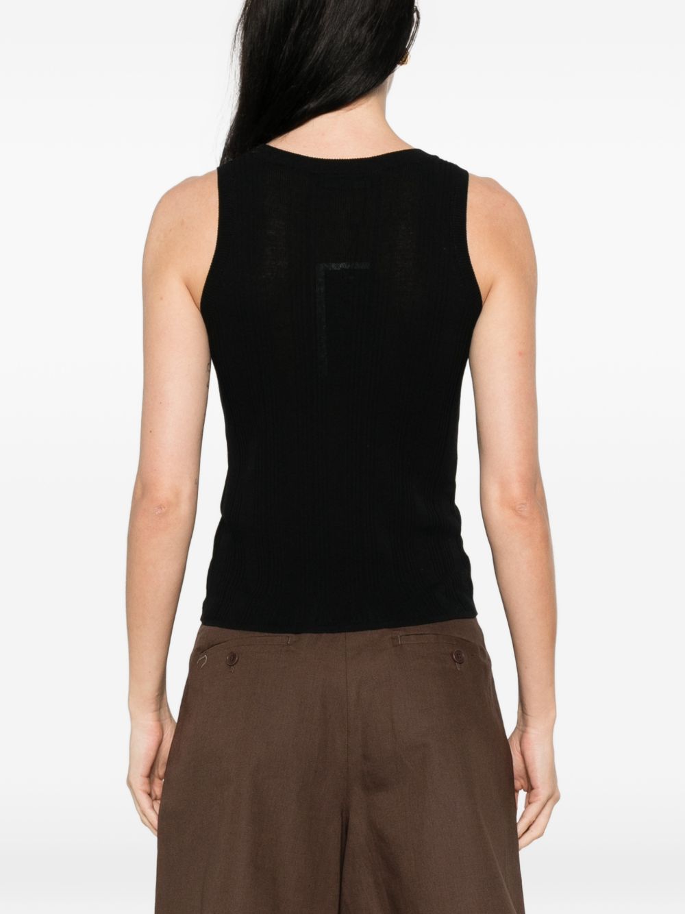 Top a coste con scollo rotondo in nero Maxmara weekend - donna 