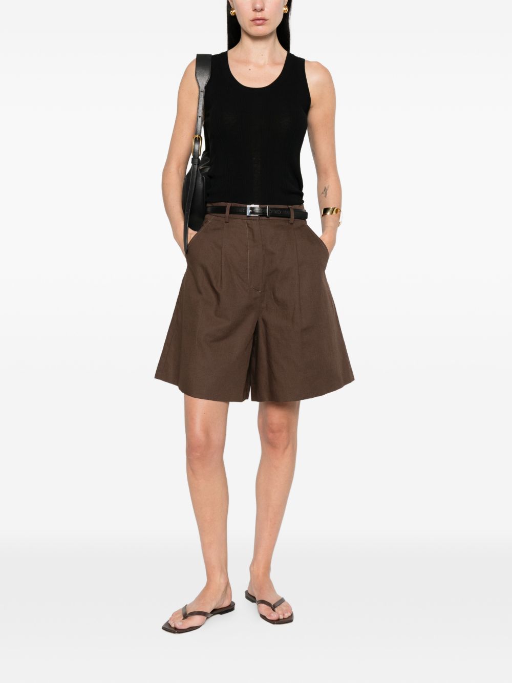 Top a coste con scollo rotondo in nero Maxmara weekend - donna 