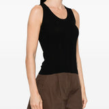 Top a coste con scollo rotondo in nero Maxmara weekend - donna 