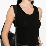 Top a coste con scollo rotondo in nero Maxmara weekend - donna 