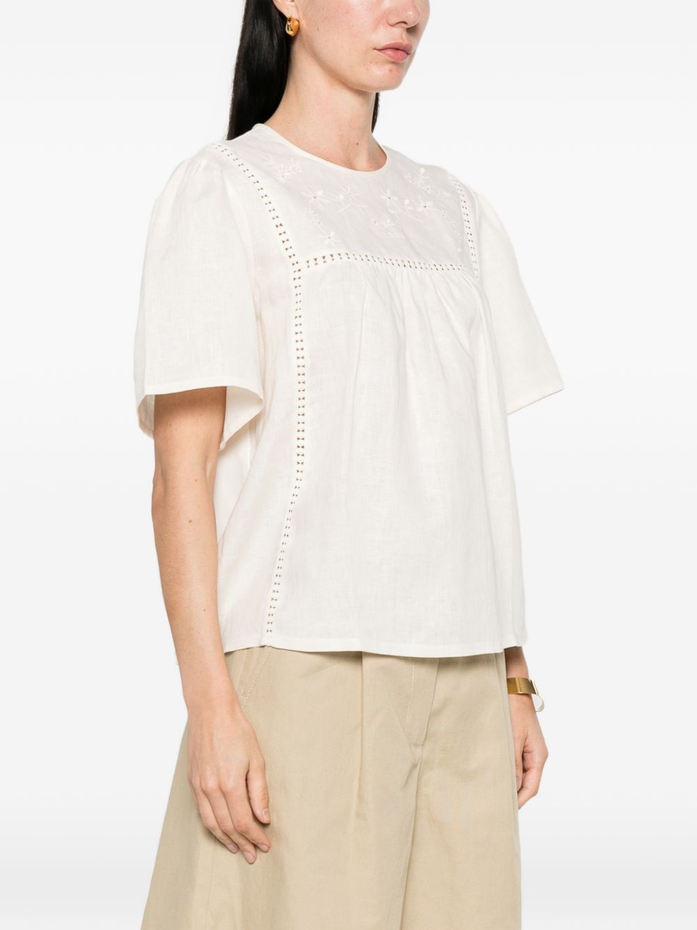 Top a pannelli con ricami floreali in bianco Maxmara weekend - donna 