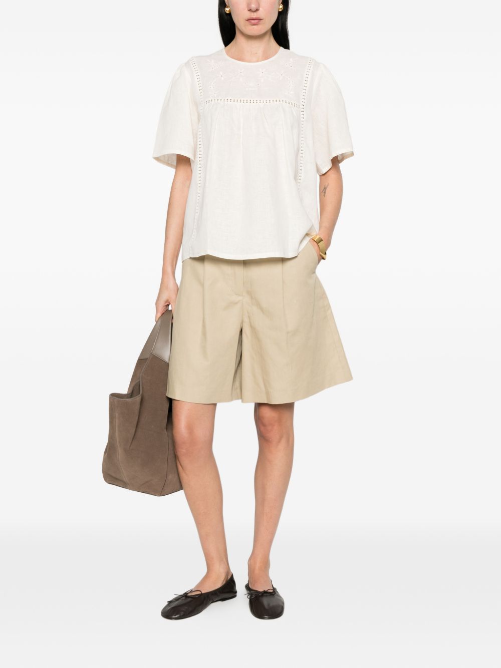 Top a pannelli con ricami floreali in bianco Maxmara weekend - donna 