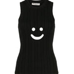 Canotta a coste con motivo smiley in nero Melitta Baumeister - donna 