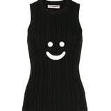 Canotta a coste con motivo smiley in nero Melitta Baumeister - donna 