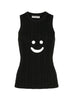 Canotta a coste con motivo smiley in nero Melitta Baumeister - donna