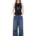 Canotta a coste con motivo smiley in nero Melitta Baumeister - donna 