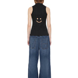 Canotta a coste con motivo smiley in nero Melitta Baumeister - donna 