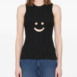 Canotta a coste con motivo smiley in nero Melitta Baumeister - donna 