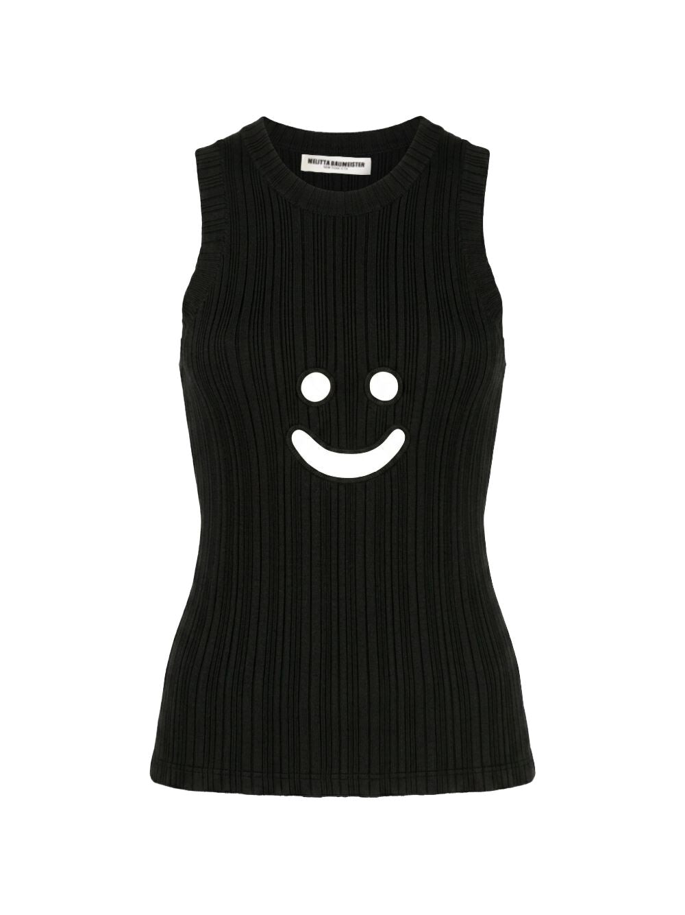 Canotta a coste con motivo smiley in nero Melitta Baumeister - donna 