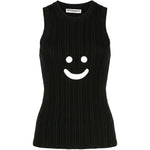 Canotta a coste con motivo smiley in nero Melitta Baumeister - donna 